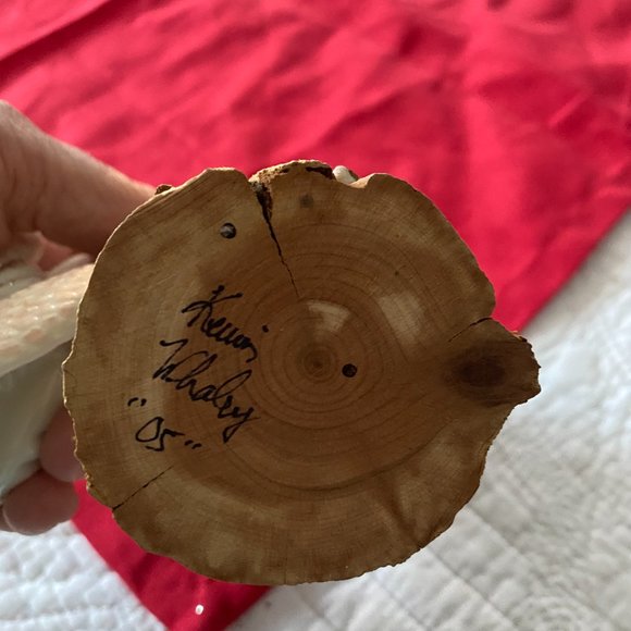 Christmas Ornaments Bisque Angel Baby & Carved Wood & Serving Display - Picture 8 of 9